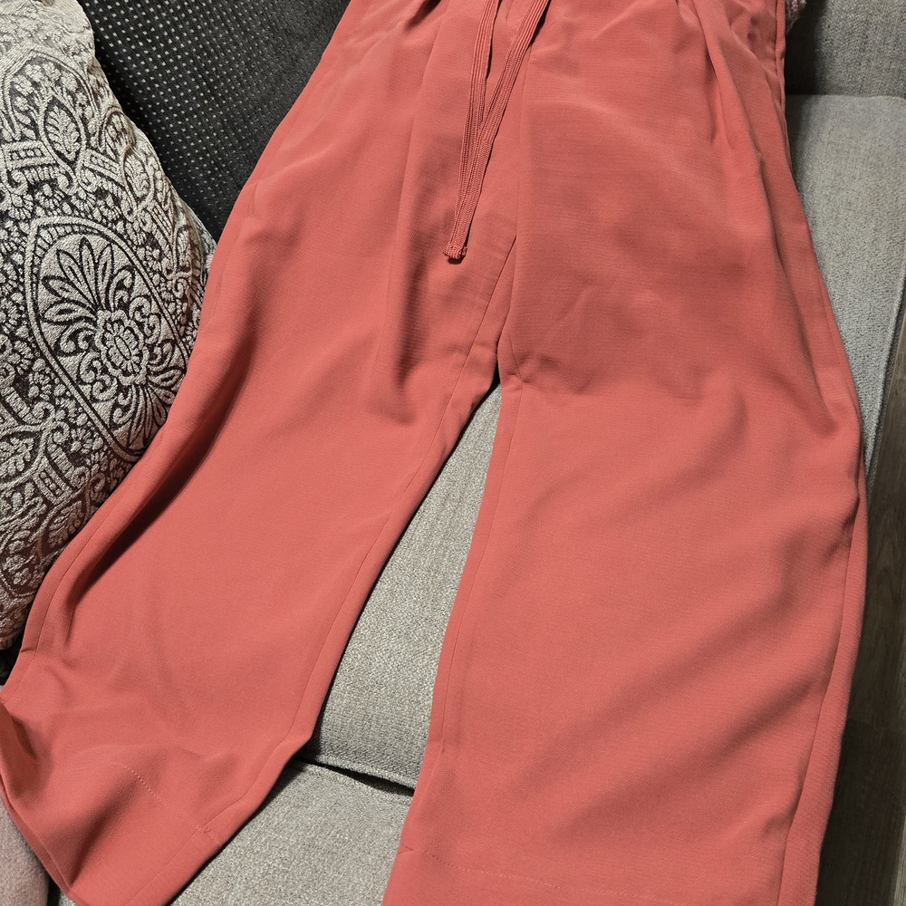 ANDREW MARC NEW YORK High Waist Wide Leg Paper Bag Pleated Palazzo Pants Size 8